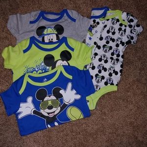 Disney Mickey 5 onesies 9-12m nwot